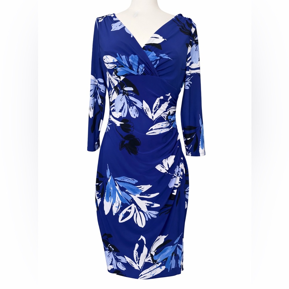 Ralph Lauren Blue and White Floral Long Sleeve Dress